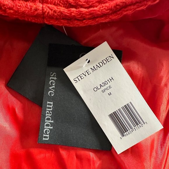 Steve Madden | NWT Red Coral Hooded Knit Design Jacket | Size M(Adjustable) - Picture 9 of 12